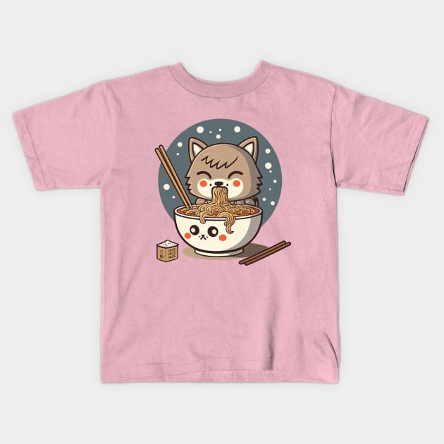 Noodle Wolf Kids T-Shirt by neomon